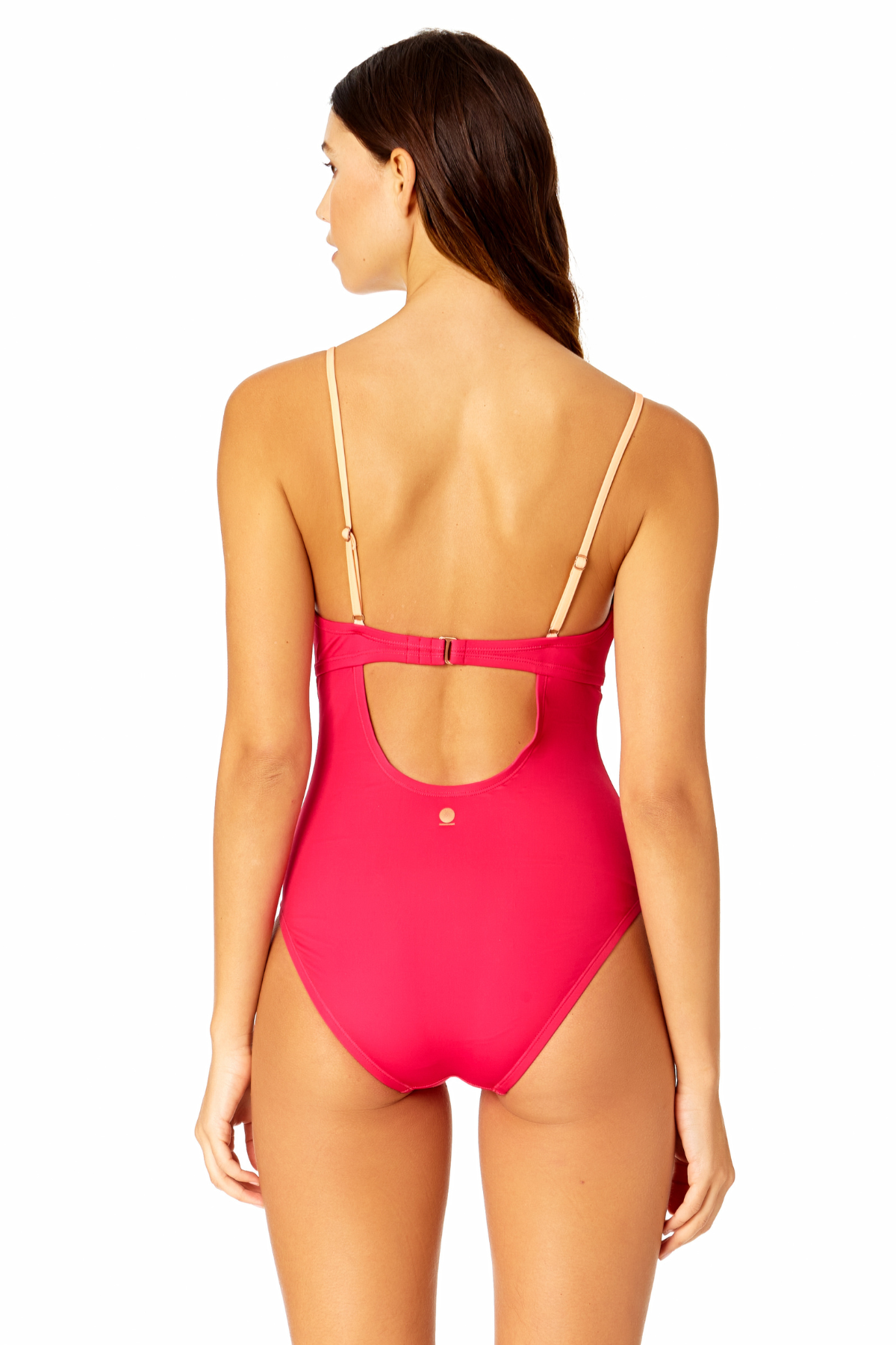 Women's Solid Piped Keyhole One Piece Swimsuit