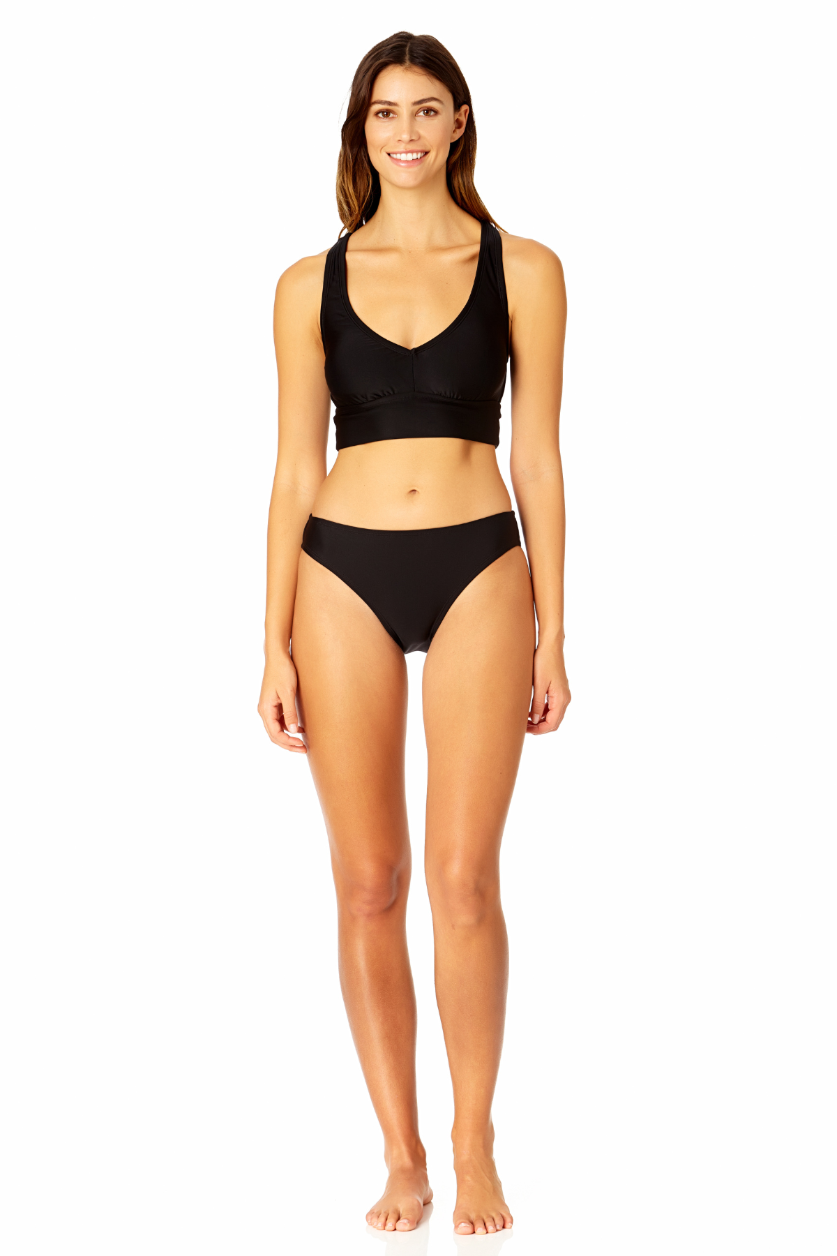 Women's Solid Halter Banded Bra Swim Top