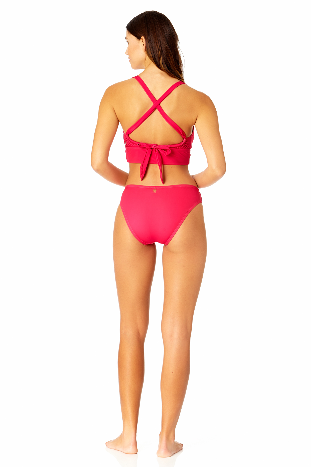 Women's Solid Halter Banded Bra Swim Top