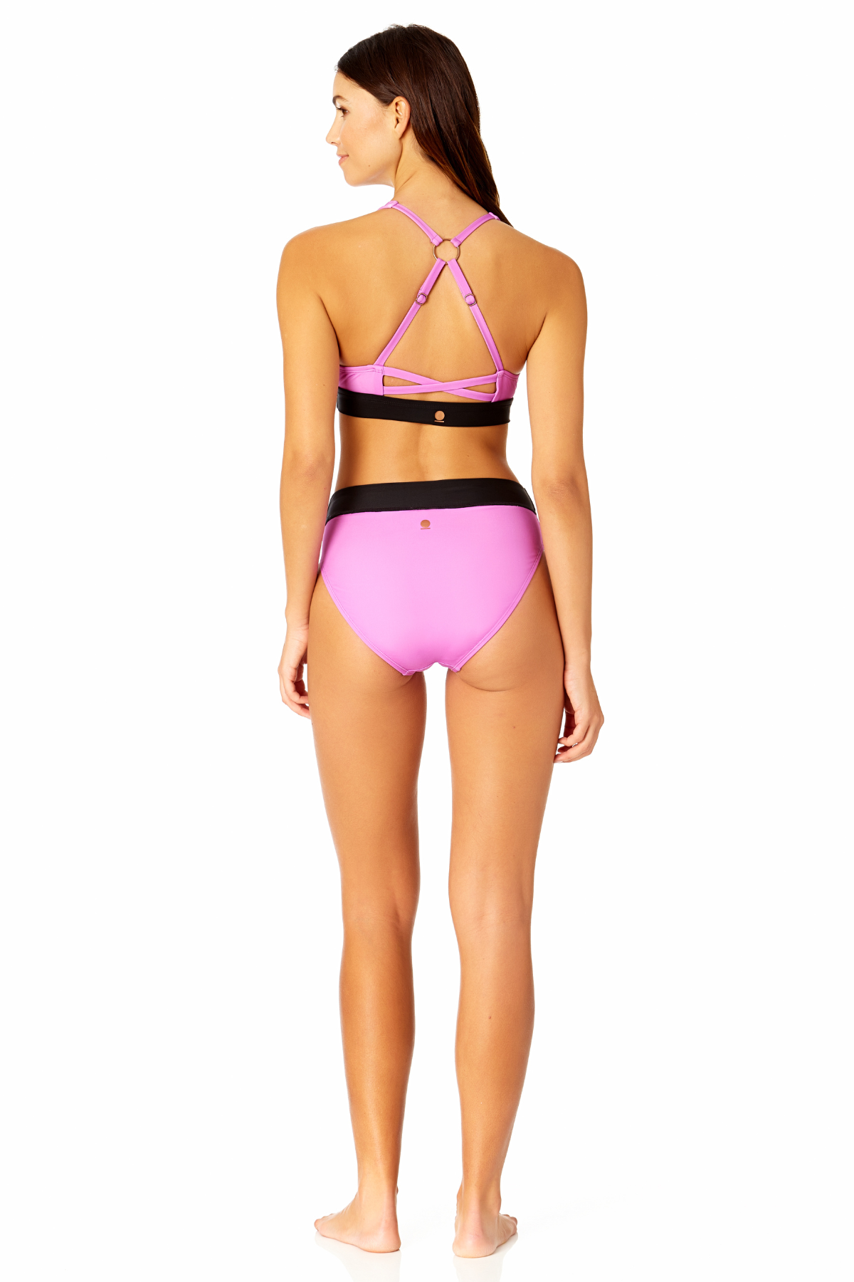 Women's Colorblock Zip Longline Bra Swim Top