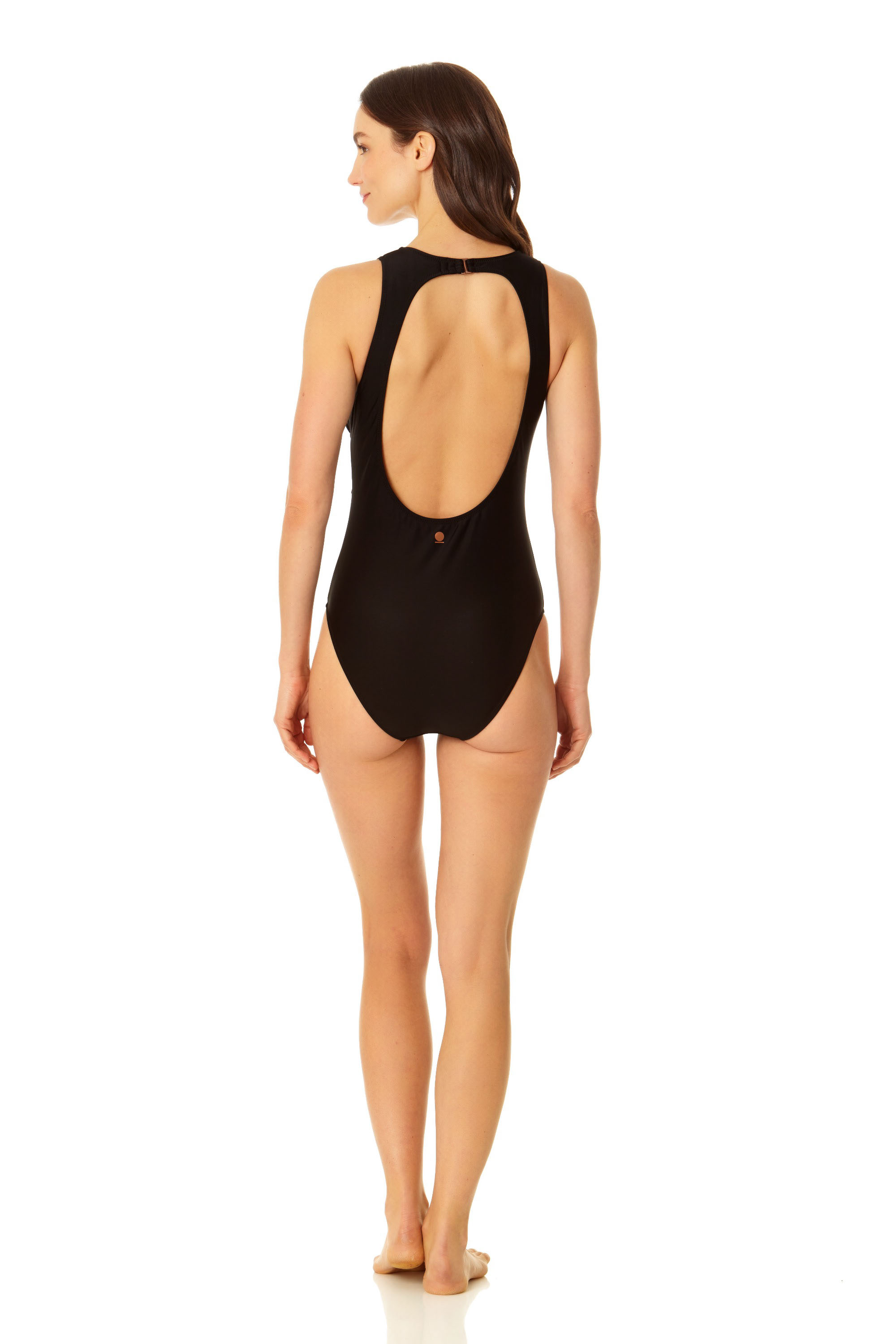 Women's Sporty One Piece Swimsuit in Black - Coppersuit