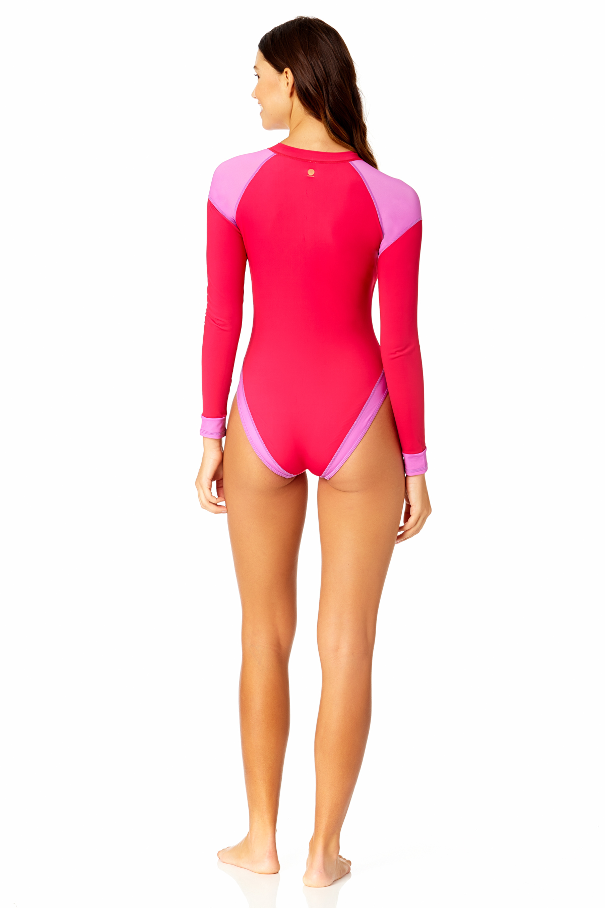 Women's Colorblock Zip Front Rashguard One Piece Swimsuit