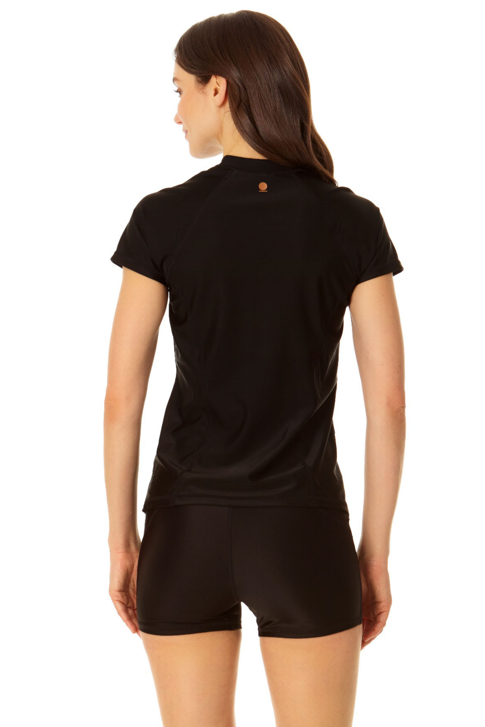 LaSculpte Women's Full Zip Front Short Sleeve Swimwear Rash Guard Top UPF  50+ Colour Block Ocean Stripe Printed Swim Shirts - Navy/Blue Stripe  Print<!-- -->