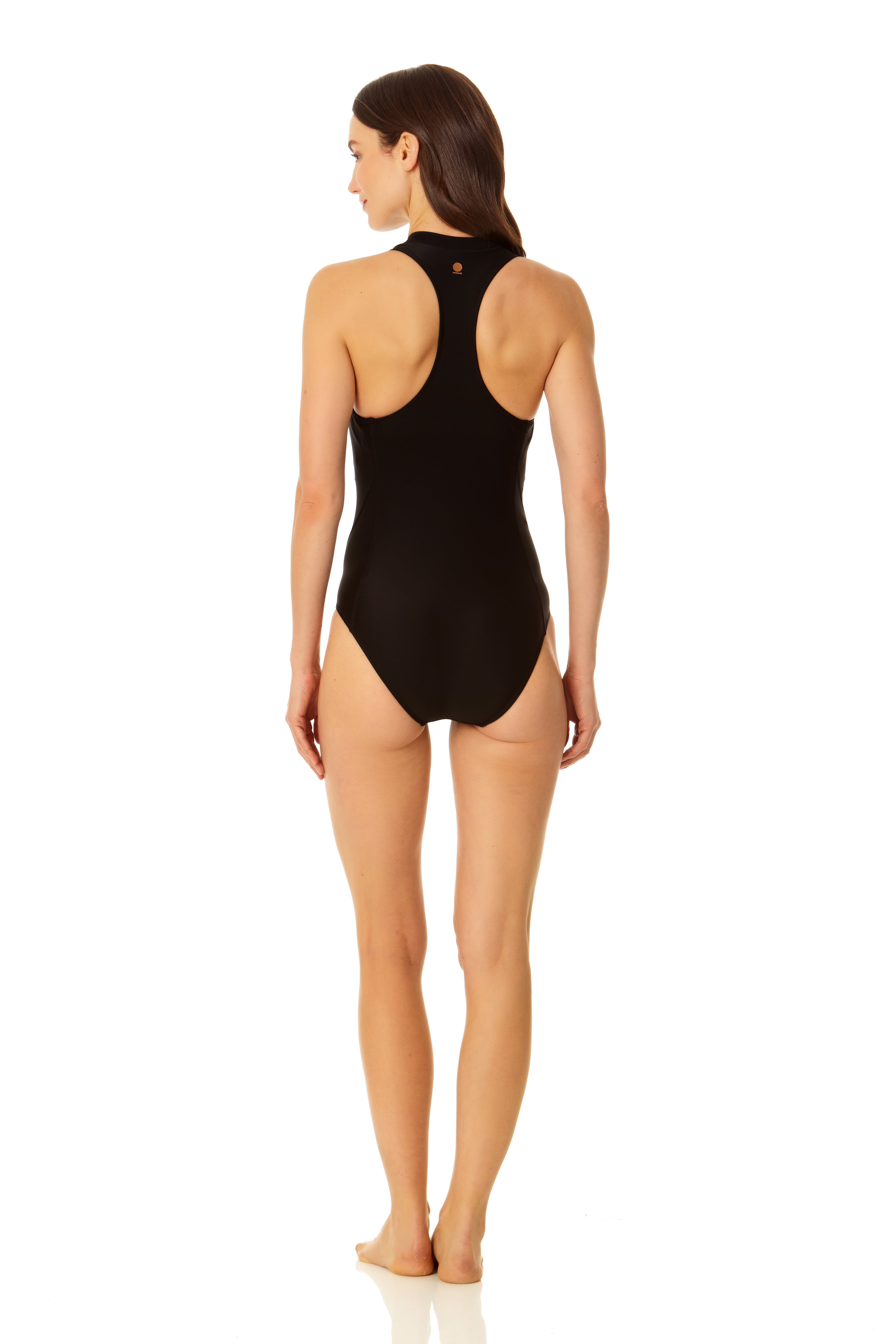 Buy Womens Sleeveless Guard Half Zipper One Piece Swimsuit